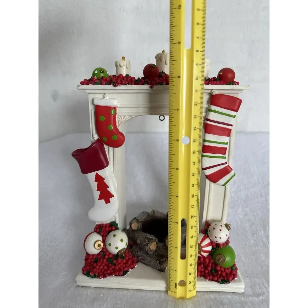 Yankee Candle Christmas Mantle Fireplace Stockings 10” Tea Light Tart Wax Warmer